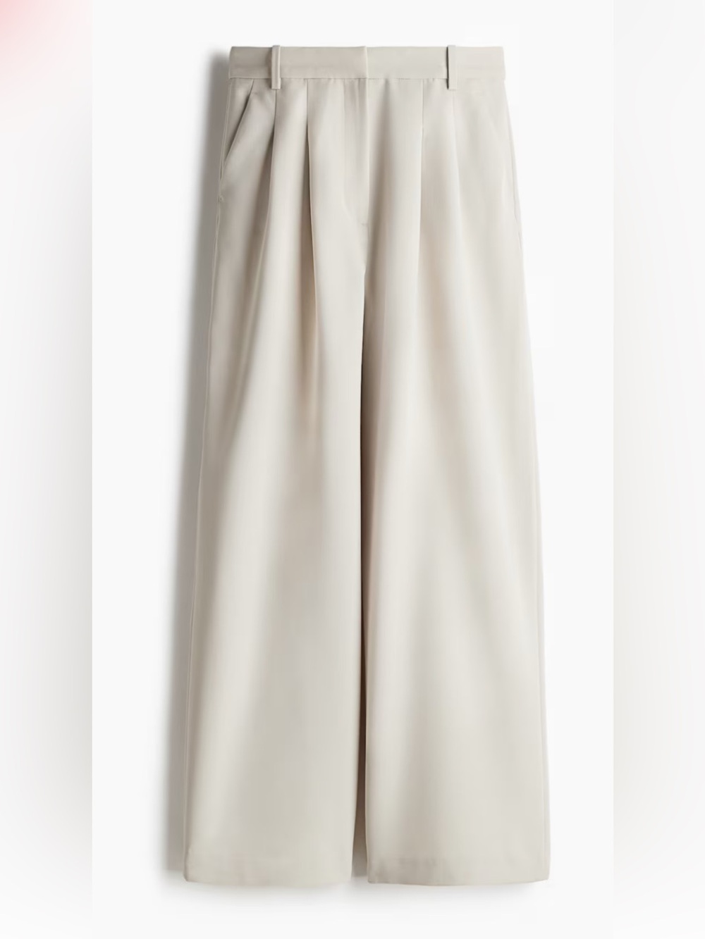 H&M Women’s Light Tan Wide Leg High Rise Trousers Size 10